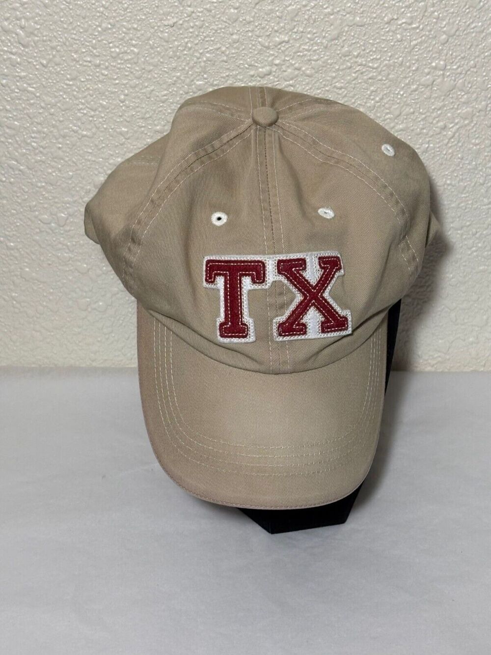 Texas Lone Star State Embroidered Cap Falcon Headwear Adjustable Strap Beige Red